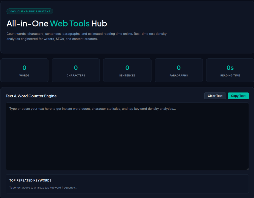 OffSecPath online word counter tool interface.